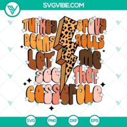 Turkey gravy beans and rolls casserole SVG file with a humorous quote design, perfect for Thanksgiving decor.