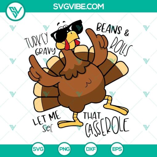 Turkey gravy, beans, and rolls SVG files for casserole. Download now for Thanksgiving crafts.