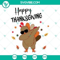 Dabbing Turkey Happy Thanksgiving SVG Download - Festive and fun turkey design for Thanksgiving celebration.