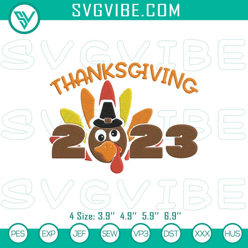 Turkey Thanksgiving 2023 Embroidery Design Files Turkey embroidery design for fall Thanksgiving celebration, perfect for holiday DIY projects.
