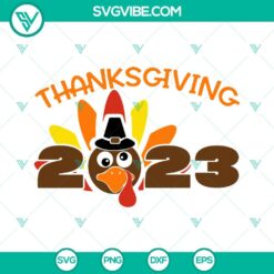 Turkey Thanksgiving 2023 SVG design for Silhouette with DXF, EPS, PNG formats. Festive vector clipart ideal for holiday crafts.