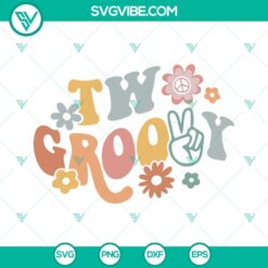 Boho flowers SVG downloads for second birthday, two groovy SVG files with 2nd theme.
