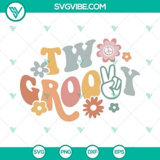 Boho flowers SVG downloads for second birthday, two groovy SVG files with 2nd theme.