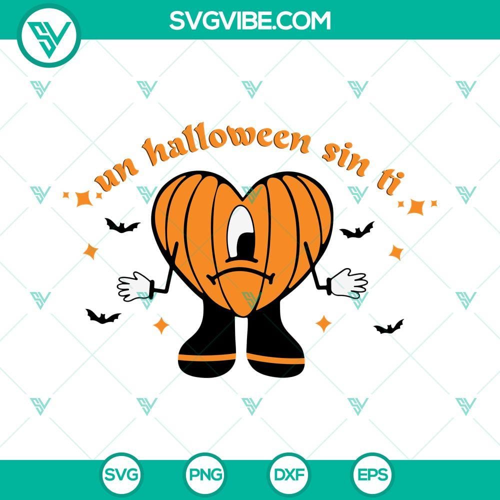 un-halloween-sin-ti-svg-bad-bunny-heart-pumpkin-halloween-svg-png-dxf-eps-cut-file-8-mockup.jpg Bad Bunny heart-shaped pumpkin Halloween SVG with "Un Halloween Sin Ti" text design.