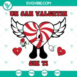 Un San Valentin Sin Ti SVG files featuring Bad Bunny Heart Cupid design, perfect for Valentine's Day crafts.