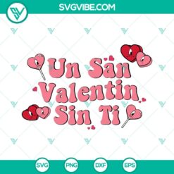 Bad Bunny Heart Lollipop SVG files for Un San Valentin Sin Ti theme, Valentine's Day digital design.