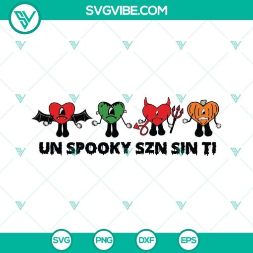 Bad Bunny Halloween-themed SVG images for "Un Verano Sin Ti" song, featuring spooky and festive elements.