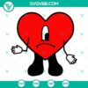 Bad Bunny heart SVG file with text "Un Verano Sin Ti". PNG, DXF, EPS vector formats for summer designs.