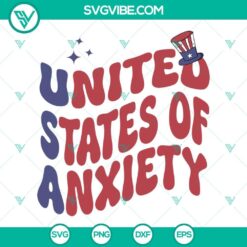 United States Of Anxiety SVG File, Smiley Face American Flag SVG File, 2