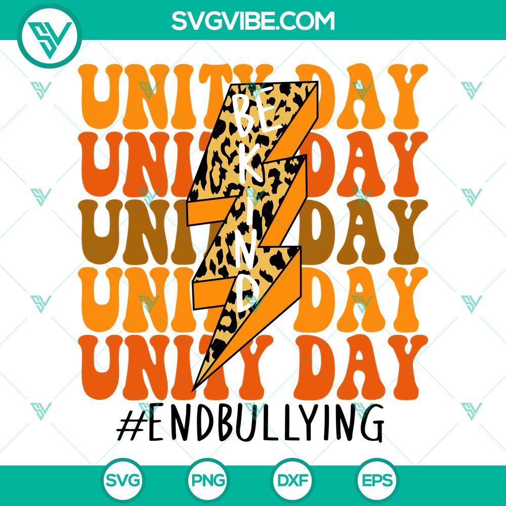 Unity Day Lightning Bolt SVG, End Bullying SVG, Be Kind Unity Day SVG Unity Day lightning bolt and End Bullying SVG images for Be Kind Unity Day celebration.