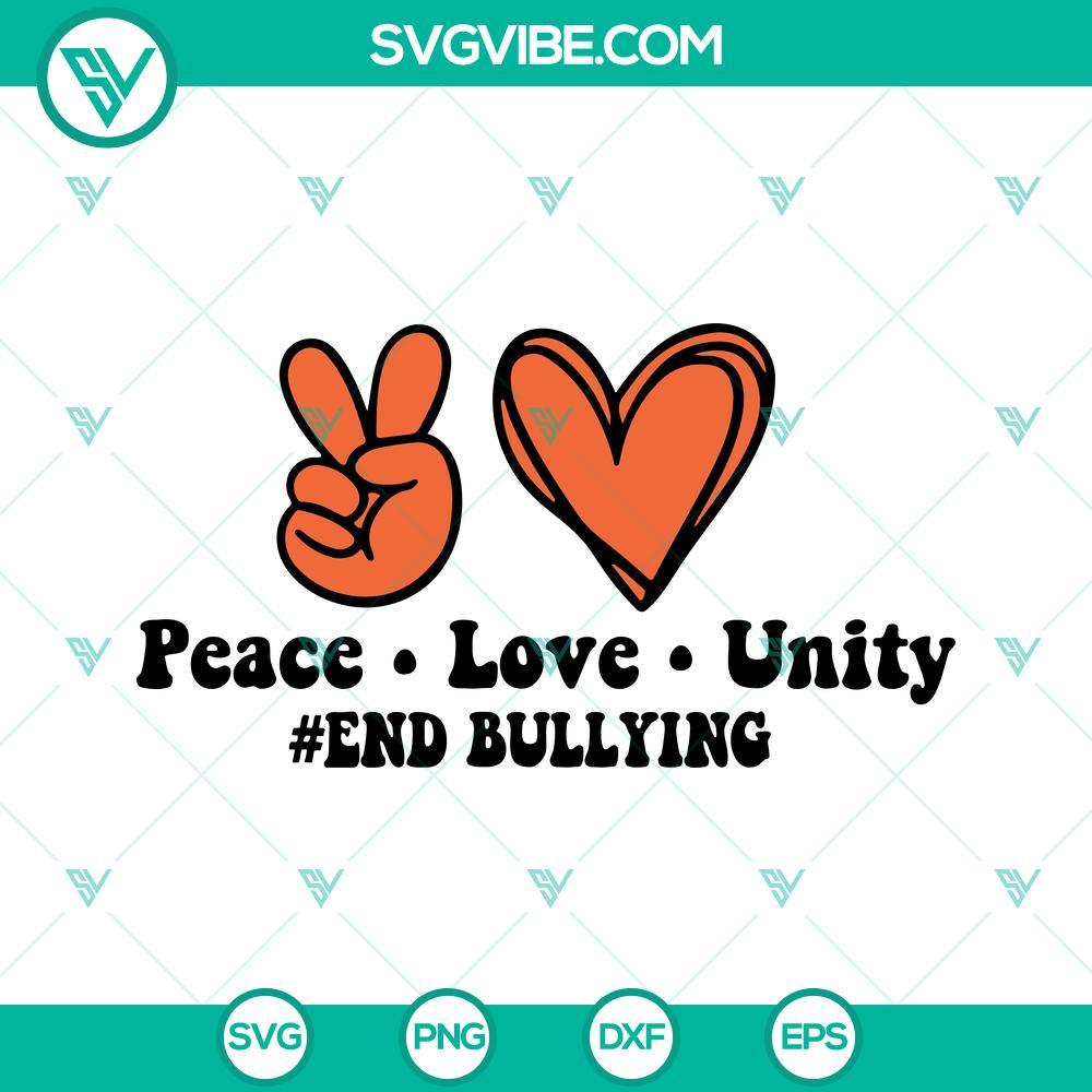 Unity Day SVG Bundle, Peace Love Unity SVG, End Bullying SVG, Stop Bullying SVG Unity Day bundle SVG files with Peace Love Unity and End Bullying designs for download. Ideal for anti-bullying projects.