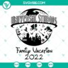 Universal Studios Family Vacation 2022 SVG File with holiday-themed design elements for digital crafts and projects.