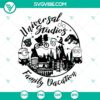 Universal Studios family vacation SVG featuring Minions and Harry Potter elements for download.