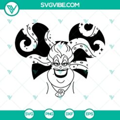 Disney-themed Ursula SVG image with mouse ears design, perfect for download. Unique outline style for crafting projects.