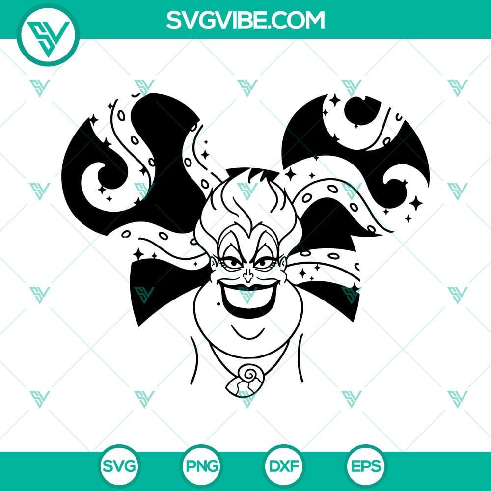 ursula-svg-disney-mouse-ears-ursula-svg-outline-ursula-svg-little-mermaid-ursula-svg-cricut-silhouette-8-mockup.jpg Disney-themed Ursula SVG image with mouse ears design, perfect for download. Unique outline style for crafting projects.