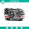Firefighter thin red line SVG, patriotic design with American flag and firefighter silhouette, ideal for fireman-themed projects and happy firefighters.