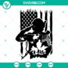 US flag soldier scene SVG with military and USA army elements for combat designs.