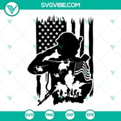 US flag soldier scene SVG with military and USA army elements for combat designs.