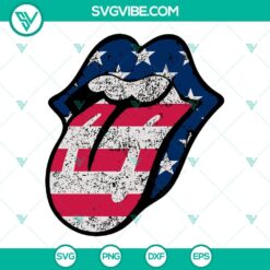 US flag tongue lips SVG graphic for Fourth of July, Funny American design for digital download.