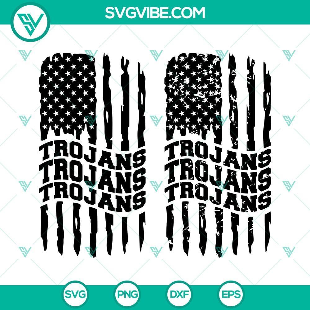 USC Trojans American Flag SVG Files, Trojans Football SVG Images PNG DXF EPS USC Trojans American flag design SVG files for football fans. High-quality PNG, DXF, EPS images for crafting projects.