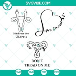 Uterus middle finger symbol, Pro Choice and Don't Tread On Me SVG design, feminist reproductive rights concept.