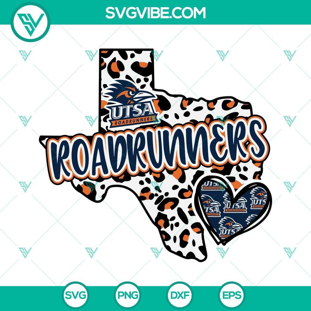 UTSA RoadRunners Texas SVG PNG DXF EPS Cut Files For Cricut Silhouette UTSA RoadRunners Texas logo SVG design for Cricut - PNG DXF EPS cut files featuring team mascot and university colors.