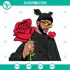 Valentine Bad Bunny and Rose SVG design for Valentines Day, downloadable SVG file by Bad Bunny.