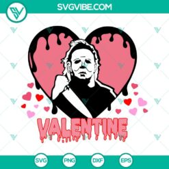 Valentine Michael Myers SVG graphic for horror movies enthusiasts. Perfect for Valentine’s Day crafts.