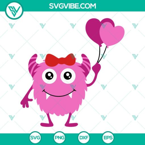 Valentine Monsters SVG bundle with cute monster designs for Valentine's Day celebration, perfect for crafting projects.