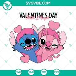 Valentine's Day Stitch and Angel SVG file, cute Disney characters for download, ideal for Valentine's projects.