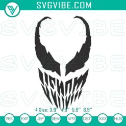 Venom movie-inspired machine embroidery file with intricate face designs, suitable for digital products.