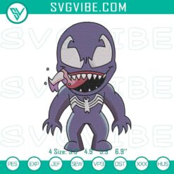 Venom Marvel Comics character machine embroidery designs file, creative and detailed superhero pattern.