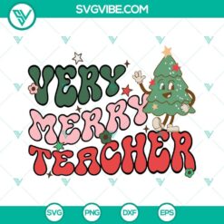 Holiday-themed teacher Christmas SVG files for Cricut, featuring festive designs in PNG, DXF, and EPS formats. Perfect for crafting projects.