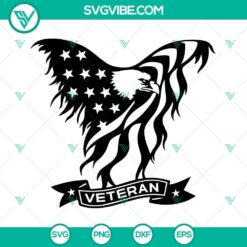 Veteran American flag with eagle illustration in SVG file format, patriotic design for download.