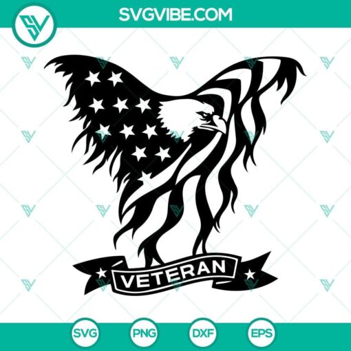 Veteran American flag with eagle illustration in SVG file format, patriotic design for download.