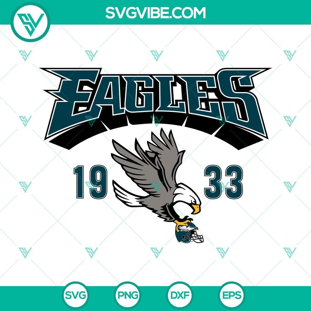 Vintage Eagles 1933 SVG, Philadelphia Football SVG PNG DXF EPS Cut Files Vintage Philadelphia Eagles 1933 football SVG images. Download PNG, DXF, EPS files of retro design. Great for digital crafting projects.