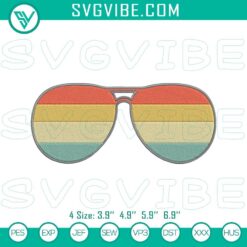 Vintage retro sunset sunglasses embroidery designs with summer beach patterns on display.