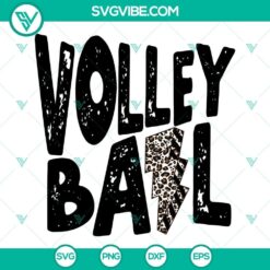 Leopard print volleyball with lightning bolt design SVG file in PNG, DXF, and EPS formats for crafting projects.