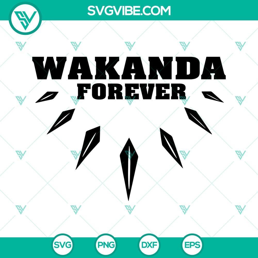 Wakanda Forever SVG PNG DXF EPS Cricut Silhouette Vector Clipart Wakanda Forever SVG PNG DXF EPS Clipart for Cricut & Silhouette - Vector design of Black Panther theme with tribal elements.