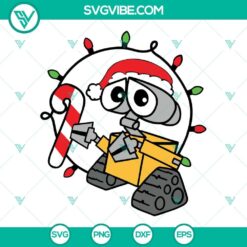 Wall-E Christmas Lights SVG design for Cricut, Silhouette Vector. Download in PNG, DXF, EPS formats. Bright holiday decor graphic.