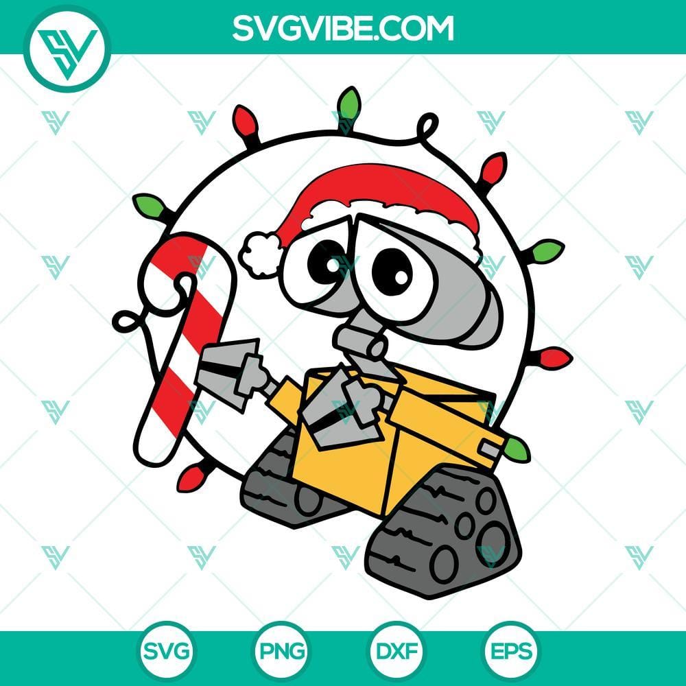 Wall E Christmas Lights SVG PNG DXF EPS Cricut Silhouette Vector Clipart Wall-E Christmas Lights SVG design for Cricut, Silhouette Vector. Download in PNG, DXF, EPS formats. Bright holiday decor graphic.