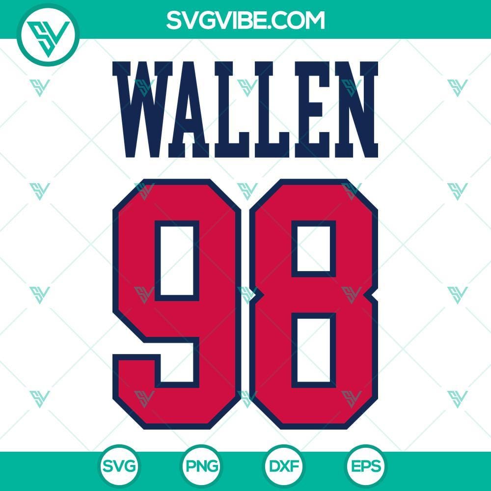 Wallen 98 Braves SVG PNG DXF EPS Digital Download Wallen 98 Braves SVG design with PNG, DXF, and EPS formats, perfect for digital download.