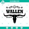Wallen Bull Skull SVG design for Country Western theme. Perfect for crafts and projects.