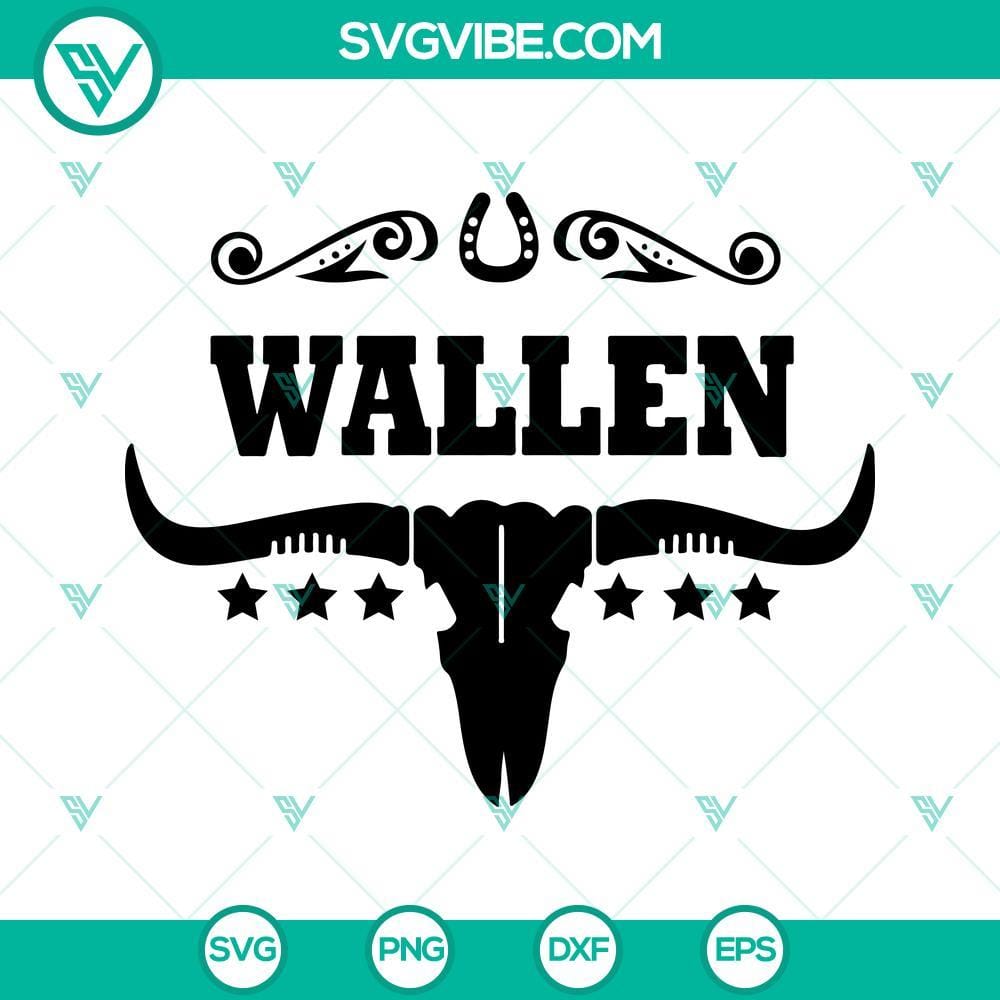 Wallen Bull Skull SVG, Country Western SVG, Western Bull SVG Digital Download Wallen Bull Skull SVG design for Country Western theme. Perfect for crafts and projects.