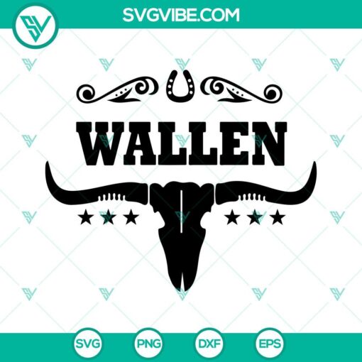 Wallen Bull Skull SVG files with Country Cowboy and Western Music themes. Download PNG vector designs for crafting projects.
