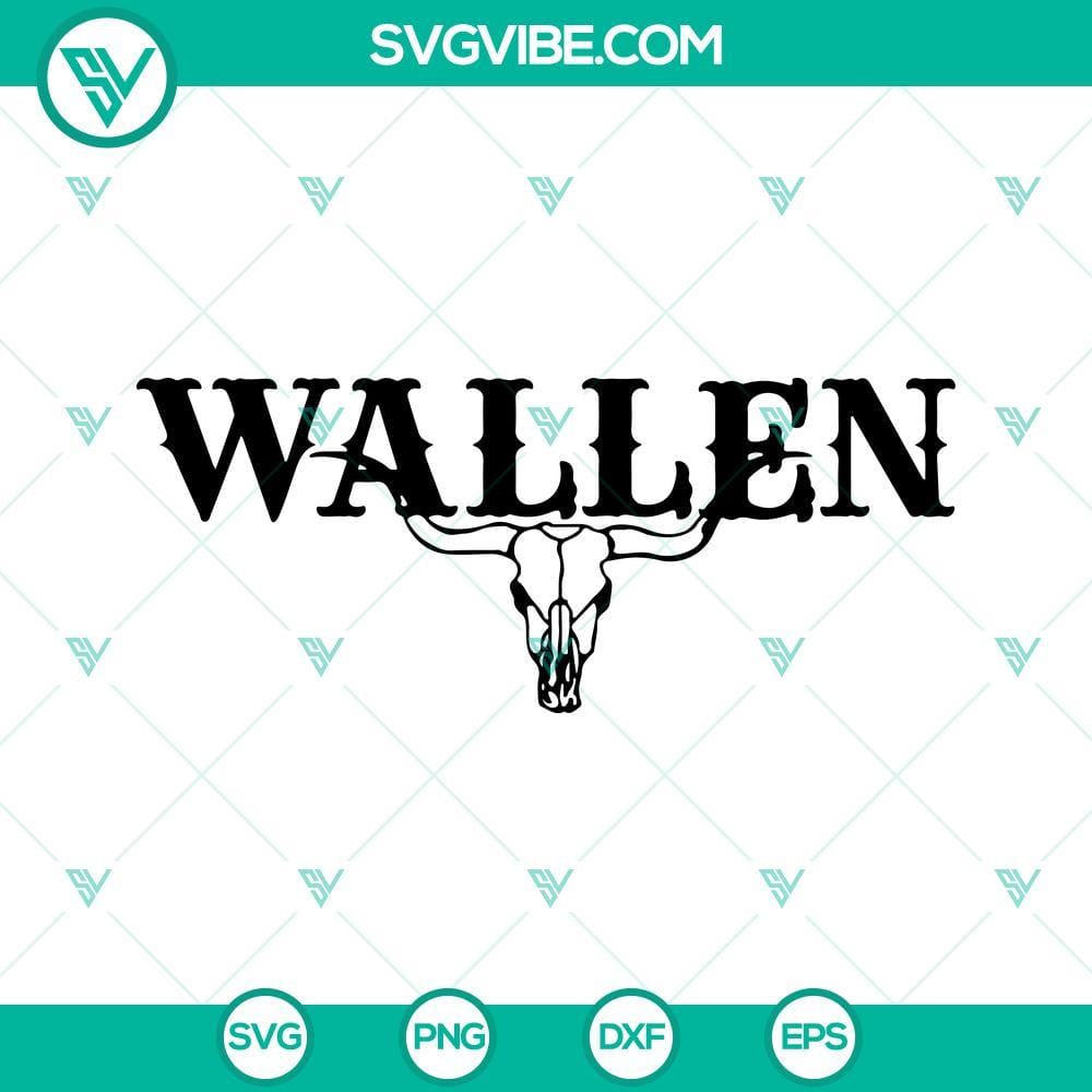 Wallen Bull Skull SVG, Morgan Wallen SVG, Country Music SVG Wallen Bull Skull SVG File featuring Morgan Wallen and Country Music Graphics for digital crafting projects.