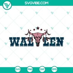 Wallen SVG Files featuring bull skull, country music, and western elements in PNG format. Ideal for craft projects and country-themed designs.