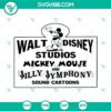 Walt Disney Studios Mickey Mouse and Silly Symphony SVG images and sound collection, vintage cartoon characters illustrations.