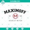 Scarlet Witch SVG image with Wanda Maximoff Est 1989 design in PNG, DXF, and EPS cut files for crafting.