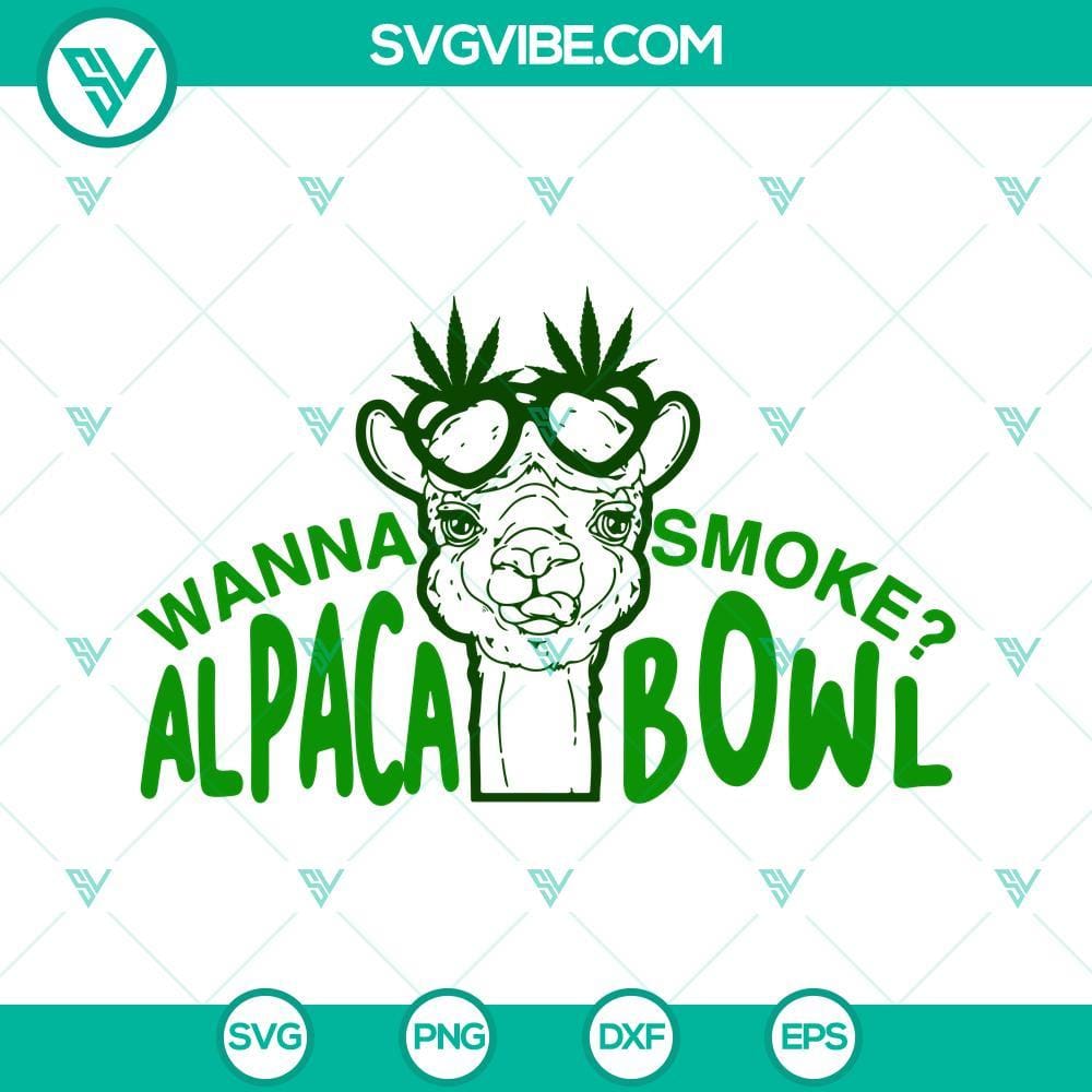 wanna-smoke-alpaca-bowl-svg-alpaca-smoke-weed-svg-marijuana-lover-svg-funny-cannabis-svg-png-dxf-eps-3-mockup.jpg Alpaca smoking weed SVG file with bowl design for marijuana enthusiasts illustration.